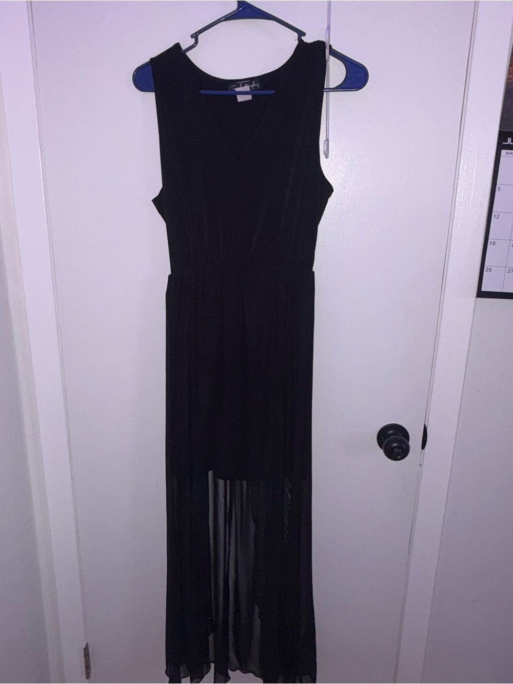French Atmosphere Black Sleeveless V-Neck Maxi Dress